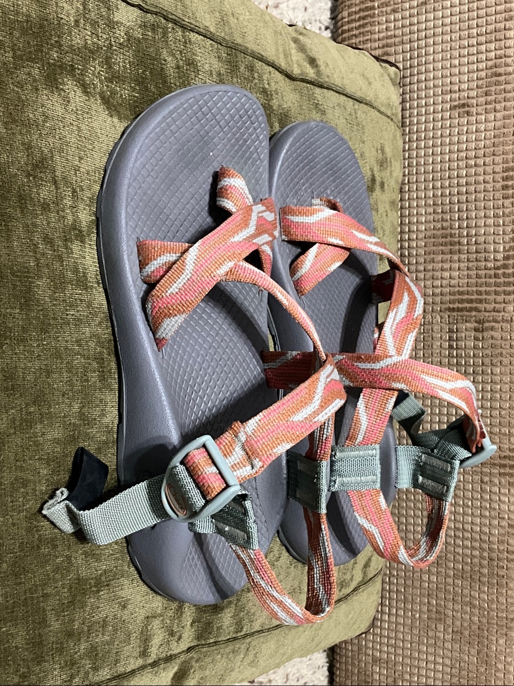 Chaco Women's Gray Sandals with Coral Straps